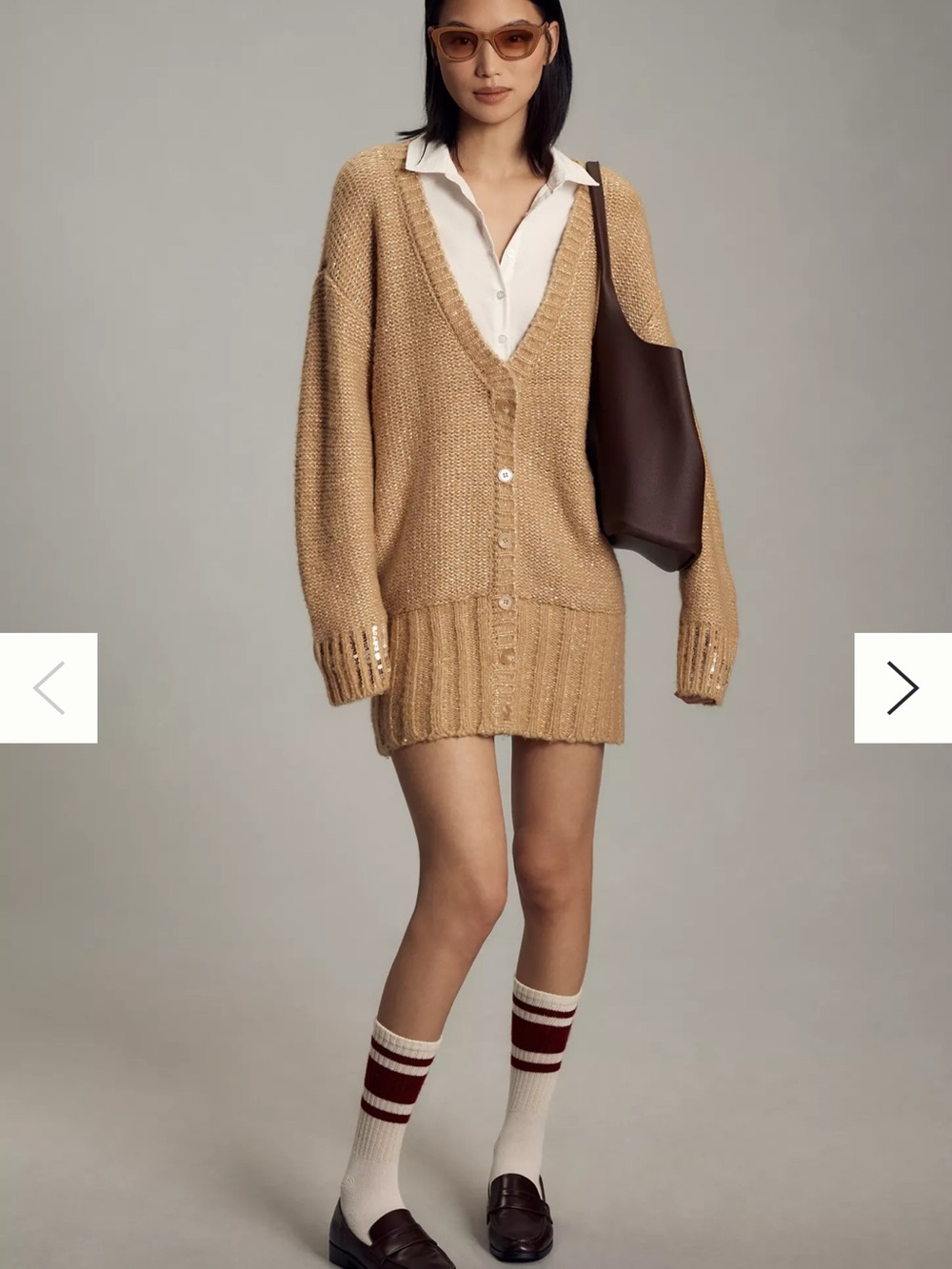 NWT Anthropologie Maeve Layered Sparkle Cardigan Mini Sweater Dress MSRP $248